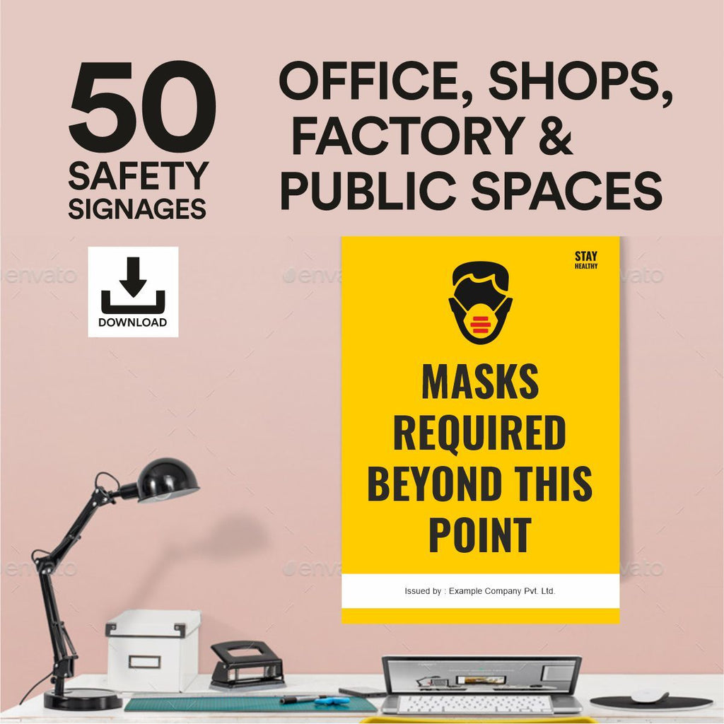 For Small & Big Office & General Workplaces| Set of 50 Covid Safety Signs | Download Now - Kraftix Digital