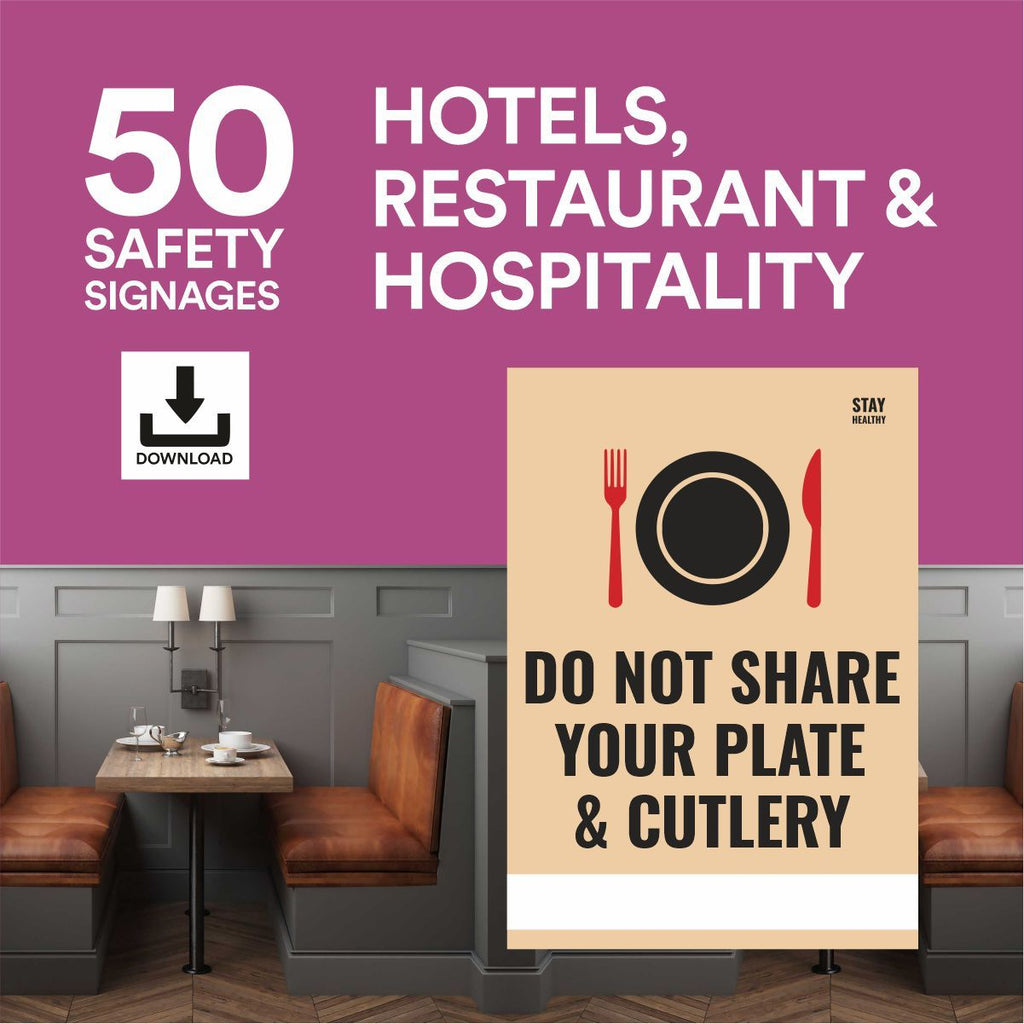 Restaurant/ Hotels/Hospitality Business | Full Set of 50 Safety Signs | Download Now - Kraftix Digital