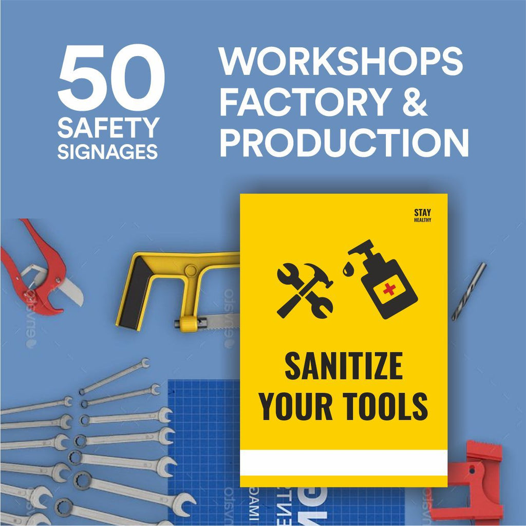 Workshops/ Factory/ Production units | Full Set of 50 Safety Signs | Download Now - Kraftix Digital